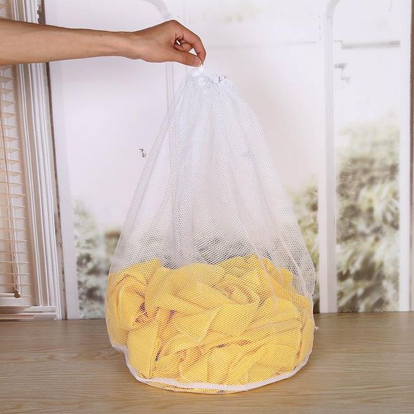 

laundry bags 1pcs portable drawstring clothes wash bag protection net terylene care washing machine accessories