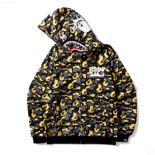 

jerseys hoodies chaopai store exclusive shark camouflage zipper men's and women's same cardigan hooded sweater, Black