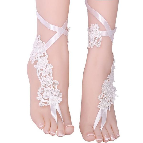 

anklets selling lace edge anklet european and american white rhinestone toe chain wedding supplies, Red;blue