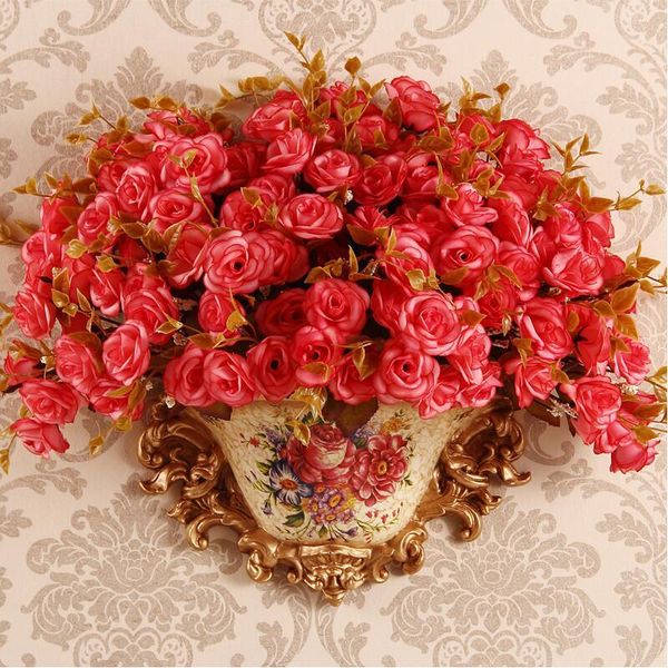 

vases american retro wall hanging mural resin craft creative fake flower pot decoration home living room wedding ornaments