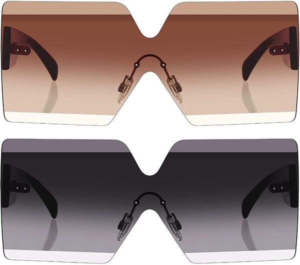 

outdoor eyewear oversized square sunglasses rimless frame candy color glasses transparent for women