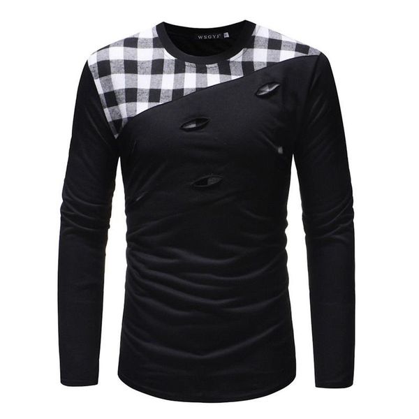 

men's t-shirts mens slim fit long sleeve casual tee pullover autumn suits clothes m-xxl, White;black