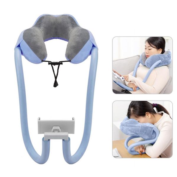 

pillow 2-in-1 u-shaped neck with gooseneck tablet phone holder, memory foam nap flexible reading holder#g30
