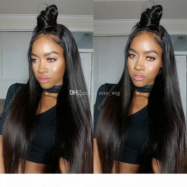 

5*4.5'' silk lace front wig silk straight with baby hair for black women malaysian silk base full lace wig, Black;brown