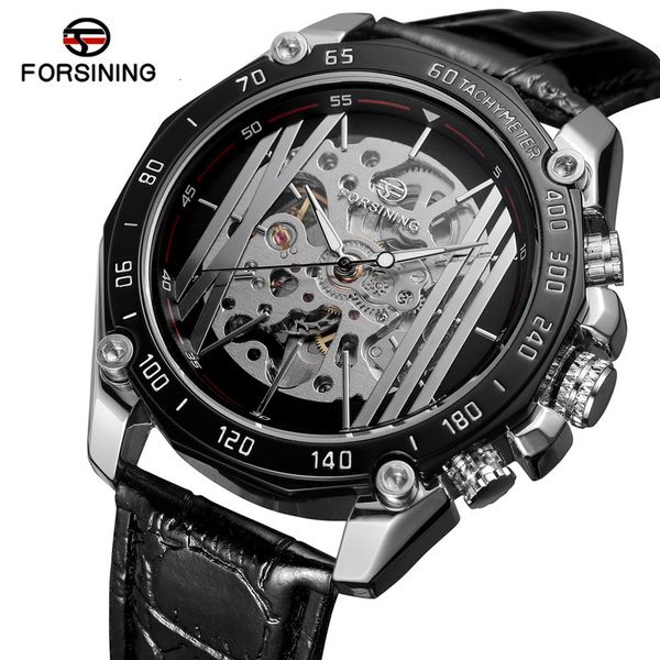 

clock fire luxury skeleton waterproof man 013, Slivery;brown