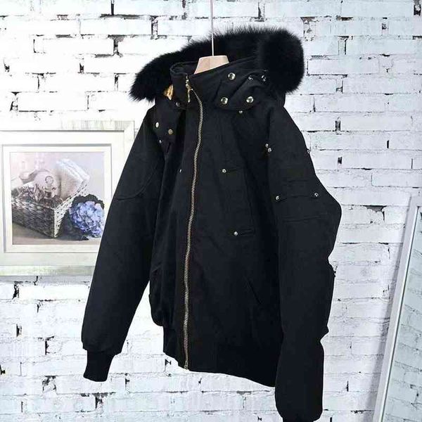 

2021 gold tag men fur collar moose et down coats mens warm winter coat outwear ets parkas canada knuckl doudoune, Black