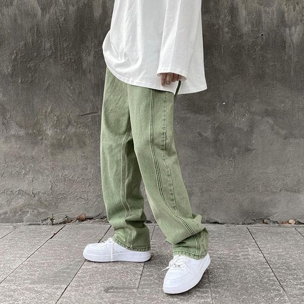 

men's jeans 2021 autumn casual oversize hip hop denim pants streetwear couple loose clothing, Blue