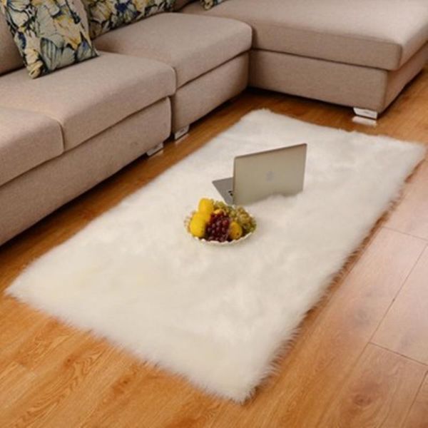 

carpets wool artificial plush floor faux soft sheepskin plain large area decor mats window antislip sofa living rectangle fluffy carpet