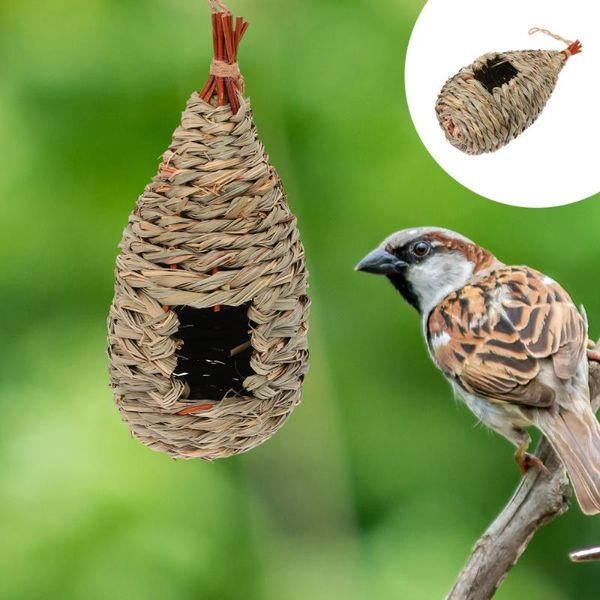 

bird cages 2pcs creative straw nest durable birdhouse grass handwoven