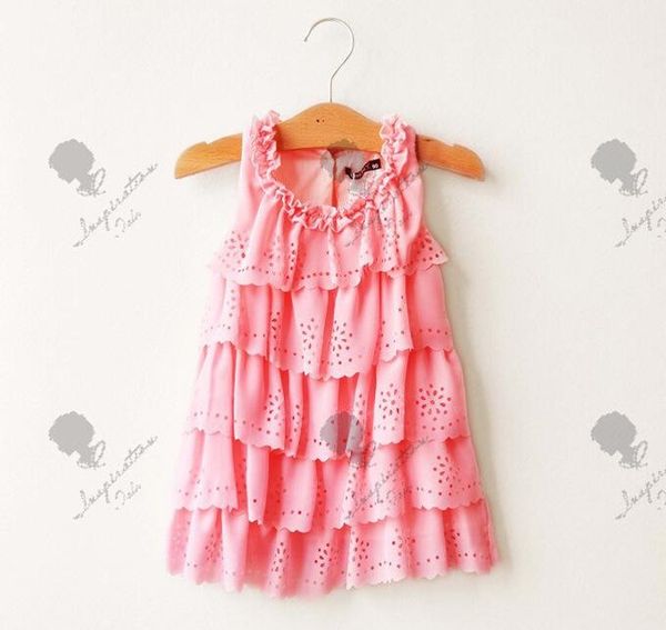 

girl's dresses 2021 summer girls dress lovely flower sleeveless tank pink rose baby girl layered holiday clothing princess, Red;yellow