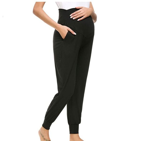 

women slim adjustable waist comfortable effects colour pockets broek maternity leggings ropa mujer b20, Black