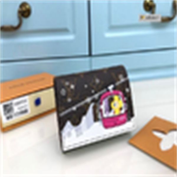 

purse brand designer luxury evening 7m4g m60059 printed clutches wallet women real leather card long wallet chain key wallets compact holder, Red;black