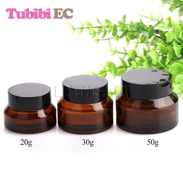 

storage bottles & jars 5pcs/lot 20g 30g 50g amber glass black plastic screw cover cream empty cosmetic container makeup packaging