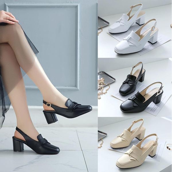

dress shoes summer women high heel square head fashion wedding party sandals casual, Black