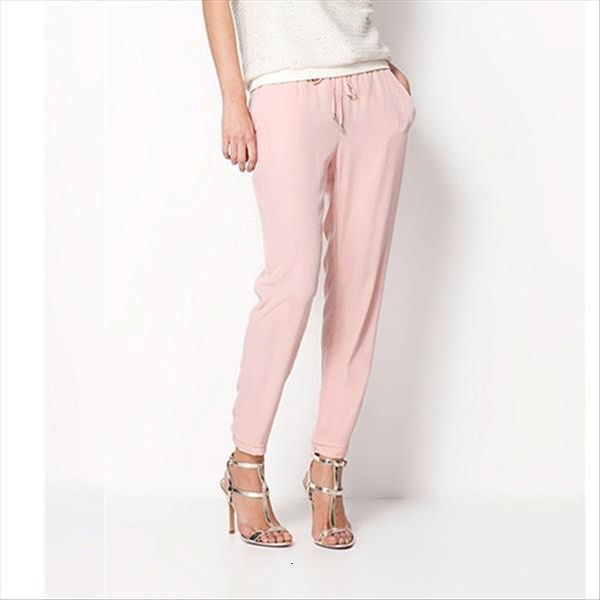 

arrival fashion casual chffion solid women pant color elastic waist full length trousers, Black;white