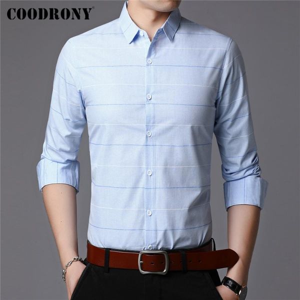 

men's casual shirts coodrony brand spring autumn arrival fashion striped slim long sleeve shirt men business social dress clothing c613, White;black