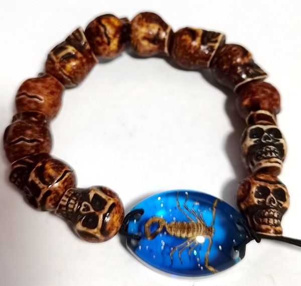 

punk vintage style women bracelet real scorpion skull skeleton, Black