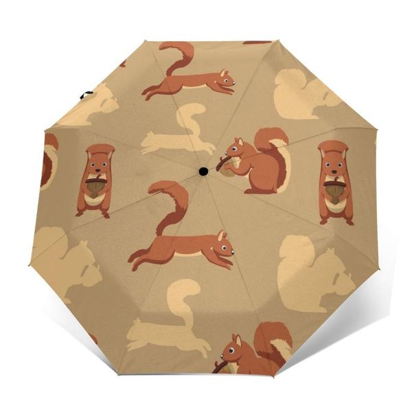 

umbrellas automatic umbrella cute squirrel three-fold women men rain