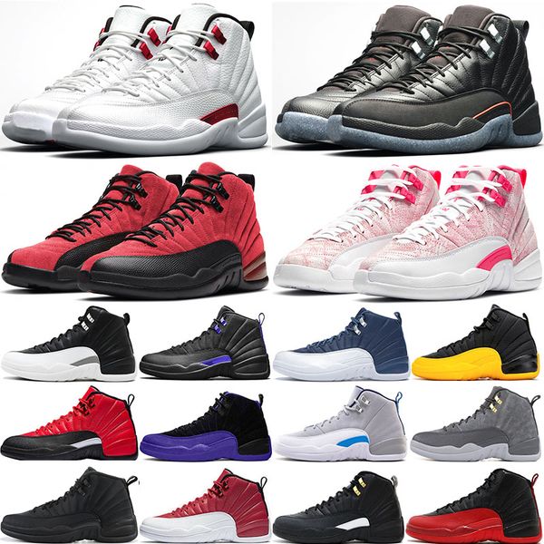 

jumpman 12 12s twist university gold basketball shoes indigo taxi black white dark concord flu game ice cream mens trainers sneakers