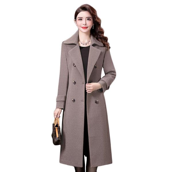 

women's wool & blends trending products large size elegant woolen coat women clothing autumn hooundstooty cashmere parkas quality assur, Black