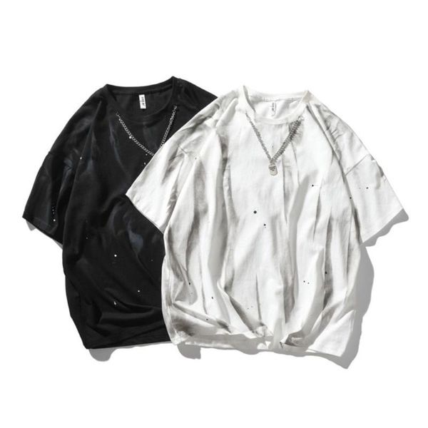 

men's t-shirts sondr 2021 summer street trend short sleeve t-shirt loose fashion painting casual large half, White;black