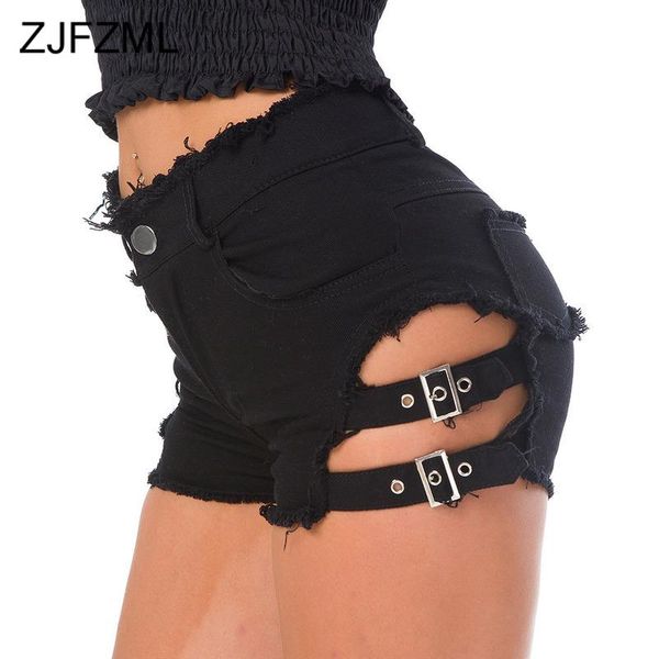 

women's shorts high waisted summer booty denim short for women double side hollow out disco slim vintage clubwear dance jean bottom, White;black