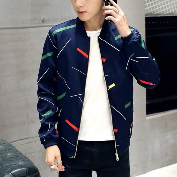 

men's jackets fashion spring and autumn knitted cardigan mid-length windbreaker stand-up collar jacket top, Black;brown