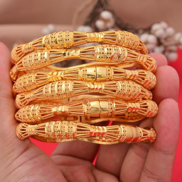 

bangle 6pcs/lot flower bangles for women dubai bangles&bracelet ethiopian african wedding jewelry arab middle east, Black