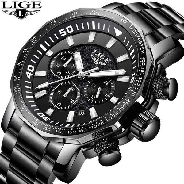 LIGE Orologi da uomo Top Brand di lusso Orologio sportivo da uomo militare impermeabile Acciaio inossidabile Grande quarzo Wathes Relogio Masculino 210527