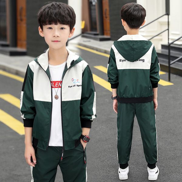 

kids boys clothing set spring autumn boys clothing set sports suit boys hooded sweatshirt and pants 4 6 8 10 12 13 14 years, White