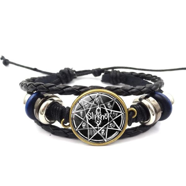 

charm bracelets steampunk band symbol adjustable hip hop rock bracelet glass button leather men women collection jewelry gift, Golden;silver
