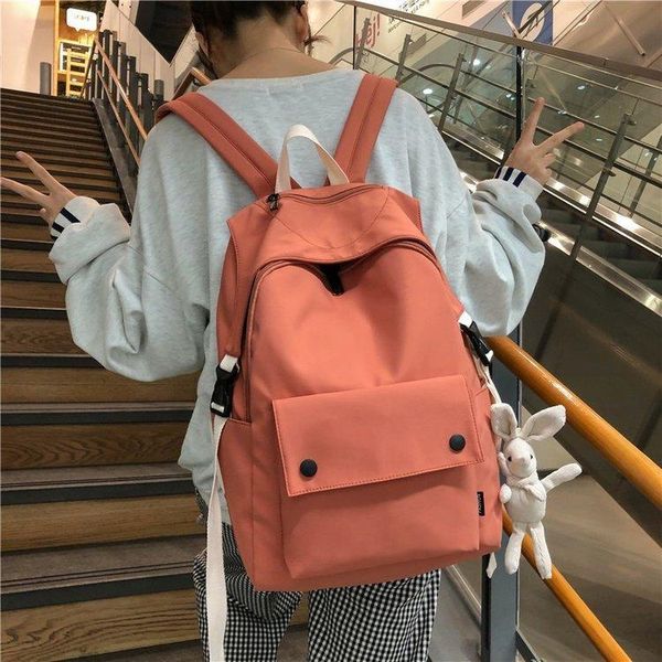 

backpack all-match casual waterproof design large capacity solid color simple student schoolbag female