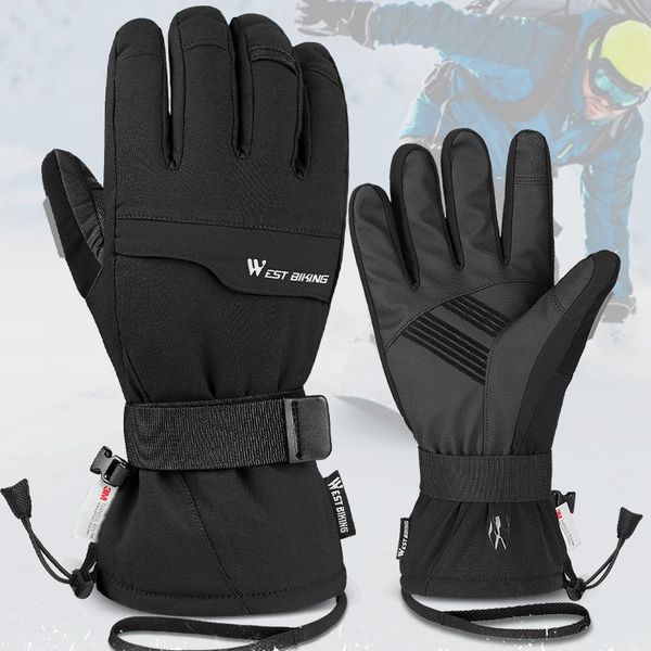 

cycling gloves west biking 2 pairs suit ski winter super warm 3m thinsulate snowmobile touch screen motorcycle sports, Black