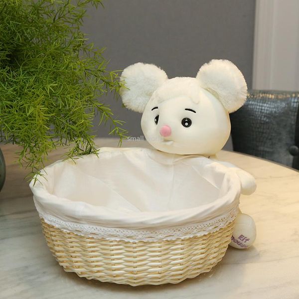 

storage baskets rattan deskbasket snack sorting box sundries woven fabric underbed cabinet organizer lid