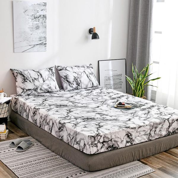 

bedding sets printed marble fitted sheet mattress cover product 1pcs four corners with elastic band bed bedspread no pillowcases