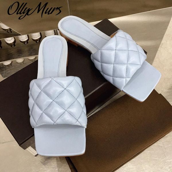 

slippers ollymurs woman shoes genuine leather summer beach soft comfortable luxury designer brand flats flip flops, Black