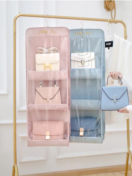 

6/8 pockets hanging organizers wardrobe bag holder handbag organizer wall hanging storage bag purse organizer for closet