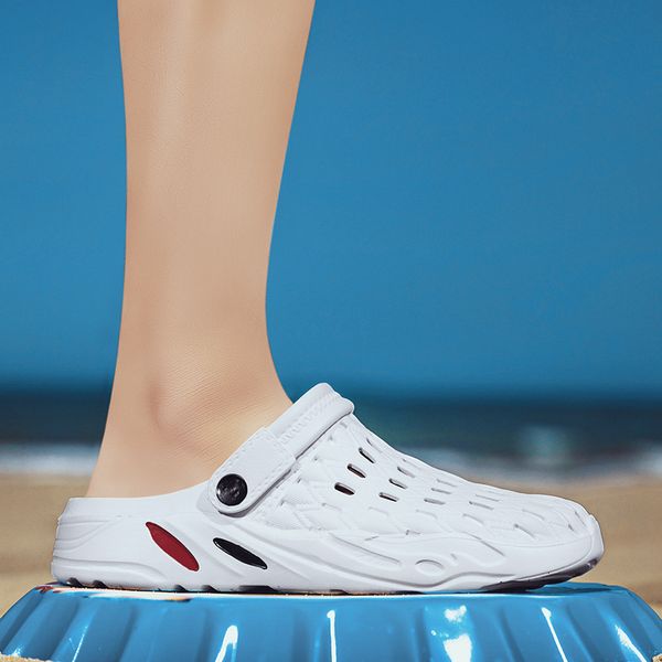 

summer shoes jelly shoes beach men sandals hollow slippers breathable men flip flops outdoor shoes men dropshipping, Red;white