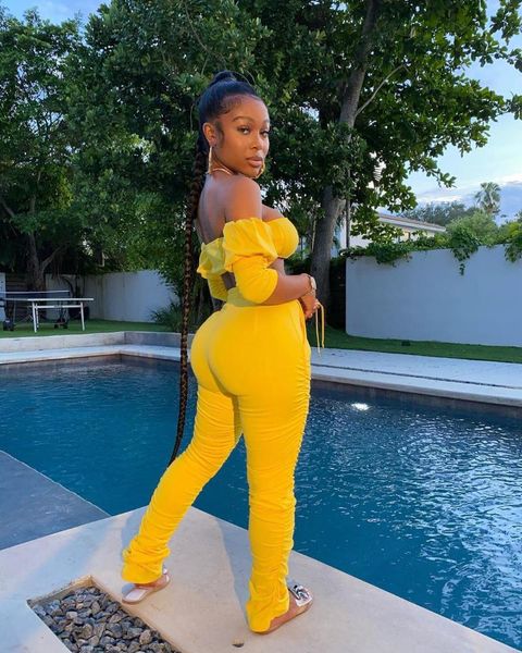 

women's tracksuits strapless hidden breasted crop +stacked sweatpants matching sets yellow white stacked leggings club outfits for, Gray