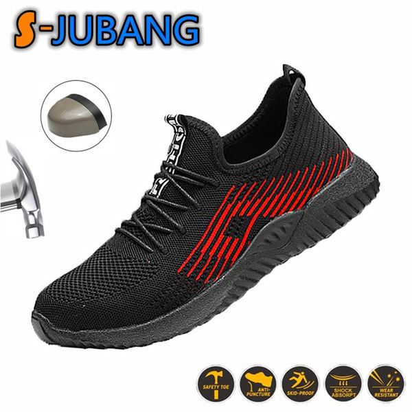

boots lightweight steel toe work safety shoes for men indestructible construction anti-smashing industrial sneakers rf115, Black