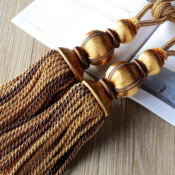 

other home decor 2pcs vintage curtain tiebacks with tassel brush, rope straps holder curtains accessories