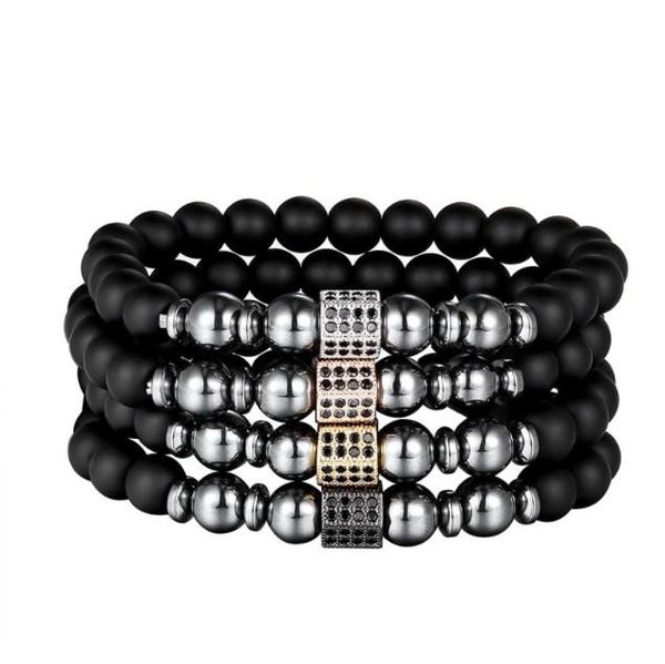 

beaded, strands 8mm crow yellow tigereye gold silver copper cz zircon cubic zirconia beads bohemian bracelet agate onyx stone bangles fg3d, Black