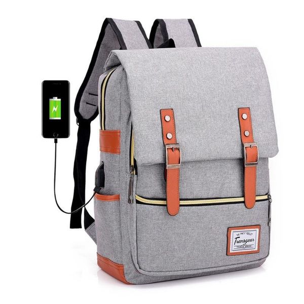 

the new college style backpack lapbag shoulder bag suitcase strap usb charging interface men and women