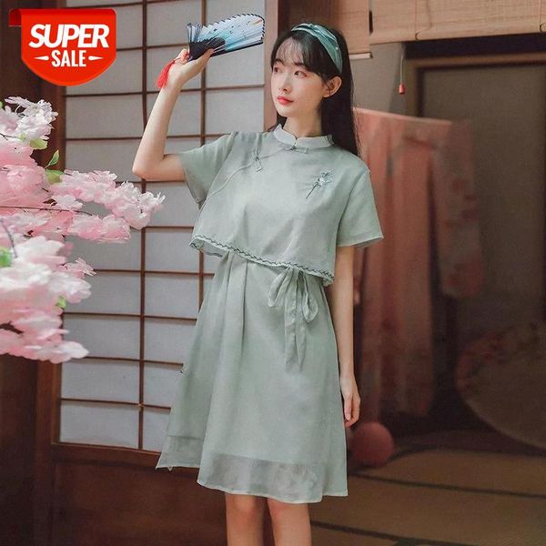 

cheongsam dress women's 200 pounds fat sister 2020 new skirt female student korean version loose improved cheongsam dress #wx8k, Black;gray