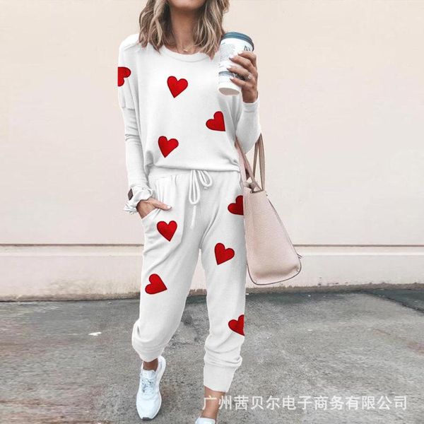 

women's two piece pants 2021 fashion sports suit two-piece, White