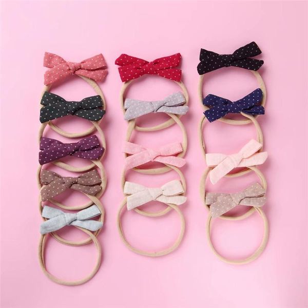 

hair accessories baby nylon headbands hairbands cotton small bow elastics for girls born infant toddlers kids, Slivery;white