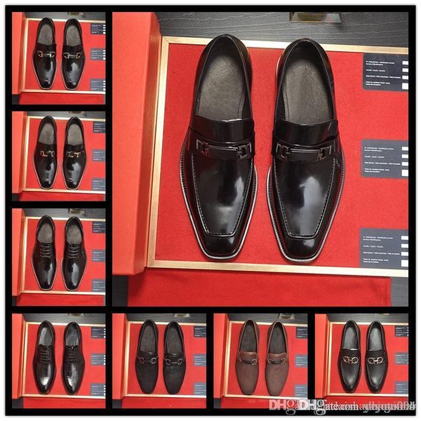 

luxury pointed toe casual leather shoes men's fashion lace up business dress oxfords solid wedding office males flats man, Black