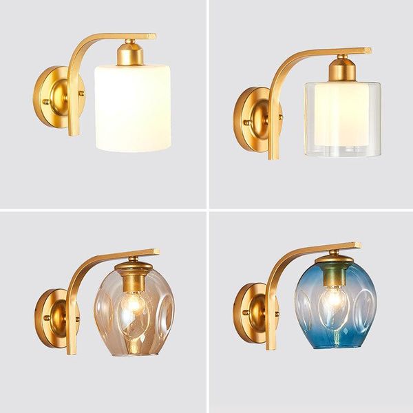 

wall lamps modern color glass lamp living room decoration lampshade indoor lighting black gold led sconce lights fixtures