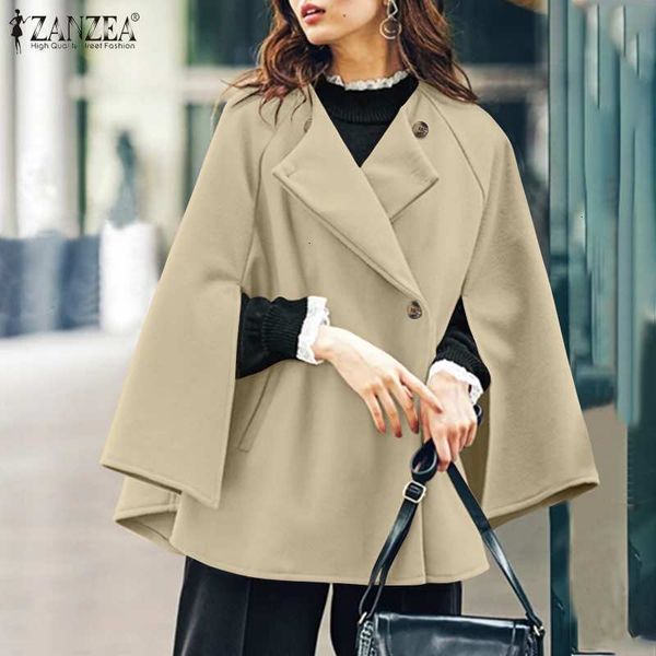 

women's jackets jacket fashion cloak coats autumn casual split outwears female double breasted poncho plus size 5729, Black;brown