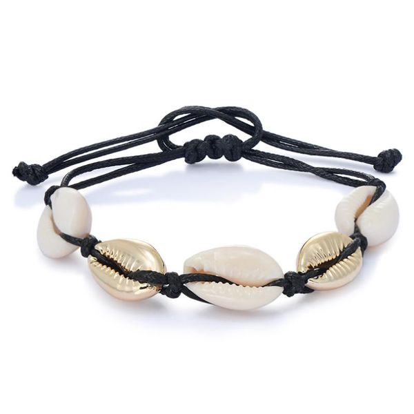 

charm bracelets trendy muticolor natural shells bracelet for women beach jewelry handmade rope braiding & bangles couple gift, Golden;silver
